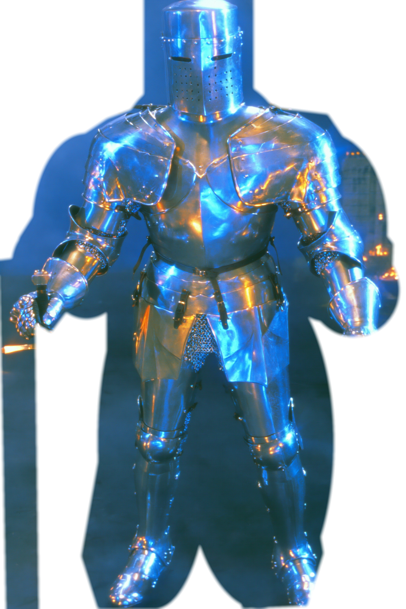 Chrome VHS knight guarding the castle gate